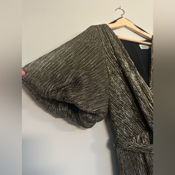 Eliza J Metallic Faux-Wrap Formal Dress - Picture 13 of 15